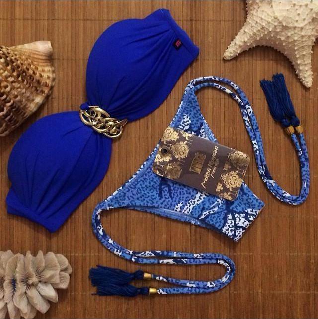 F4481 Chain Strapless Bikini Set
